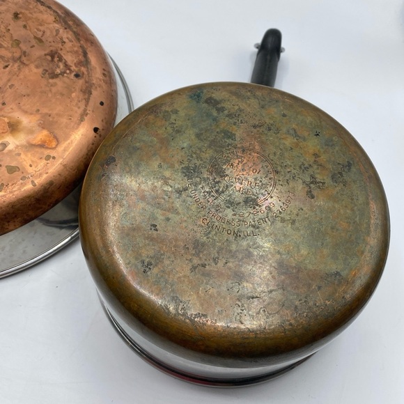 Vintage Revere Ware Copper Bottom 2 Qt Sauce Pot Pan And Frying Pan 10” - Picture 5 of 7